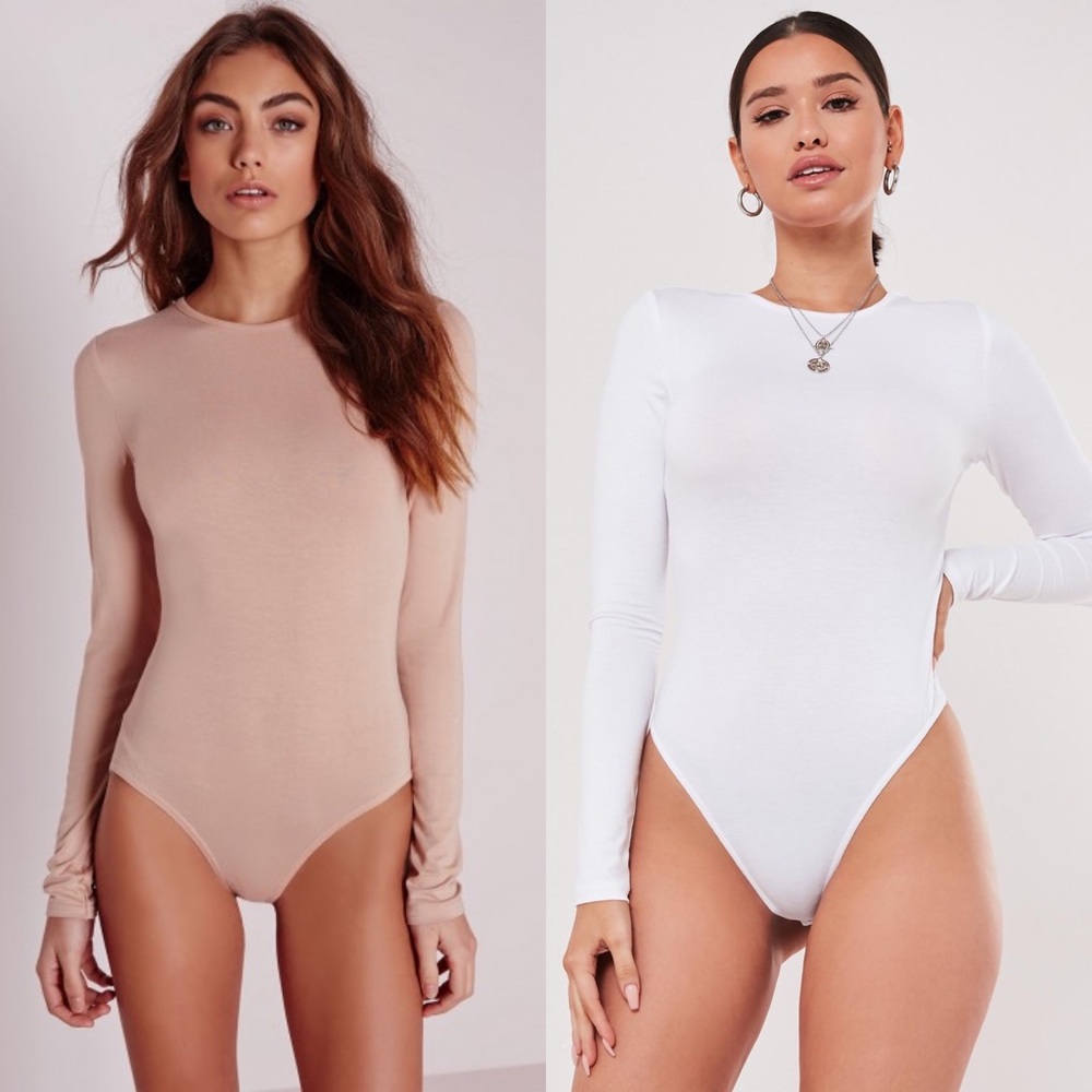 Missguided Bodysuits *2 PACK* Nude & White